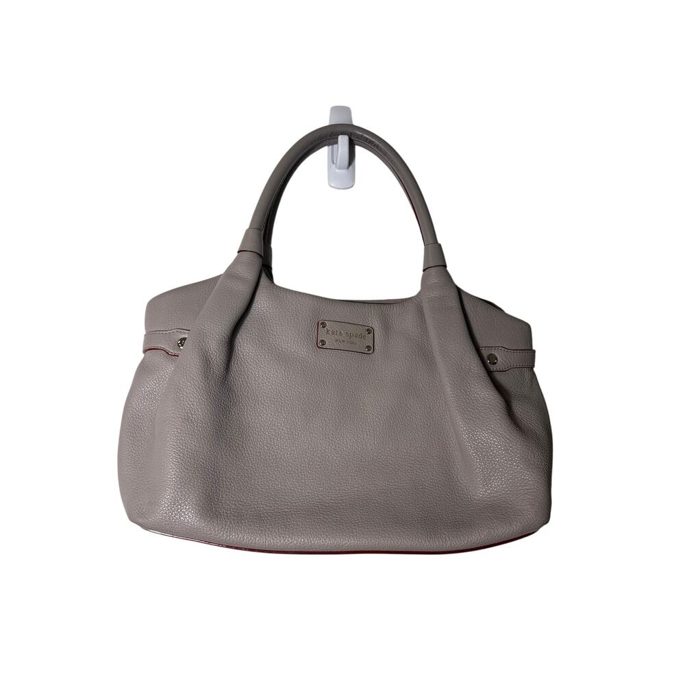 Kate Spade Taupe Shoulder Bag with Ruby Red Detailing